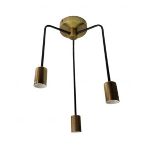 lampara de techo 3 luces e27 negra y bronce