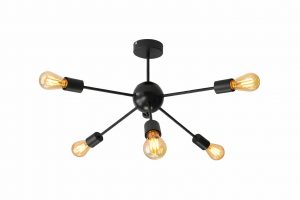 Luminaria sputnik negra 6 luces E27