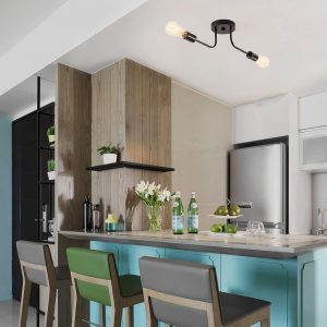 aplique de techo e27 de 2 luces estilo loft