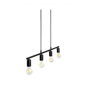 luminaria colgante e27 4 luces negra moderna