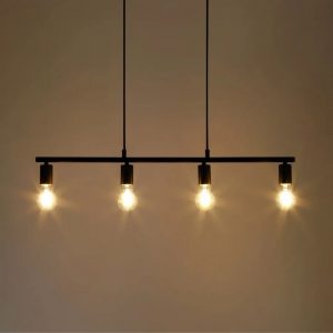 luminaria colgante e27 4 luces negra moderna