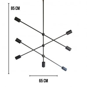 luminaria sputnik e27 6 luces negra moderna
