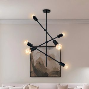 luminaria sputnik e27 6 luces negra moderna
