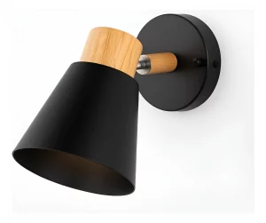 aplique de pared negro y madera