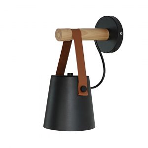 aplique de madera y metal E27 negro
