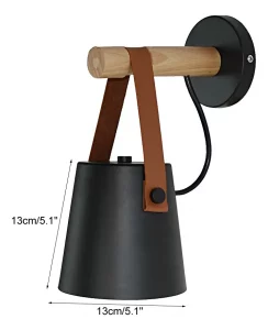 aplique de madera y metal E27 negro