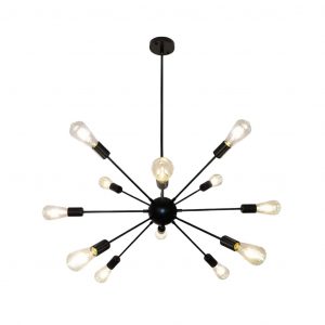 luminaria sputnik e27 12 luces negra moderna