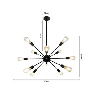 luminaria sputnik e27 12 luces negra moderna