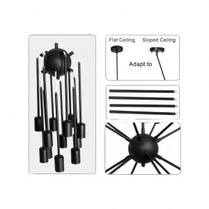 luminaria sputnik e27 12 luces negra moderna